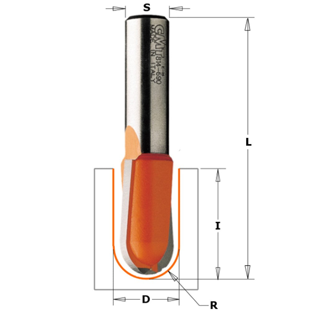 CMT Round Nose Bit 3.2 diameter x 9mm 1/4" Shank