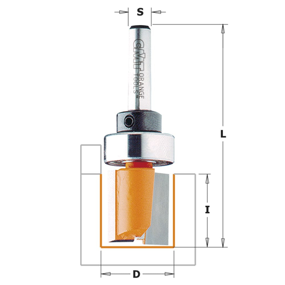 CMT Pattern Router Bit with Bearing - Short Series - 9/16" (14.2mm) Diameter 15.9mm Bearing