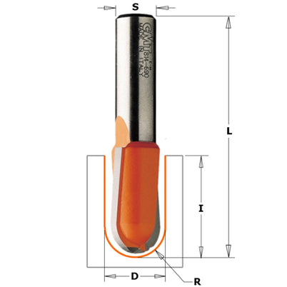 CMT Round Nose Bit 6.4 diameter x 1/2" 1/4" Shank