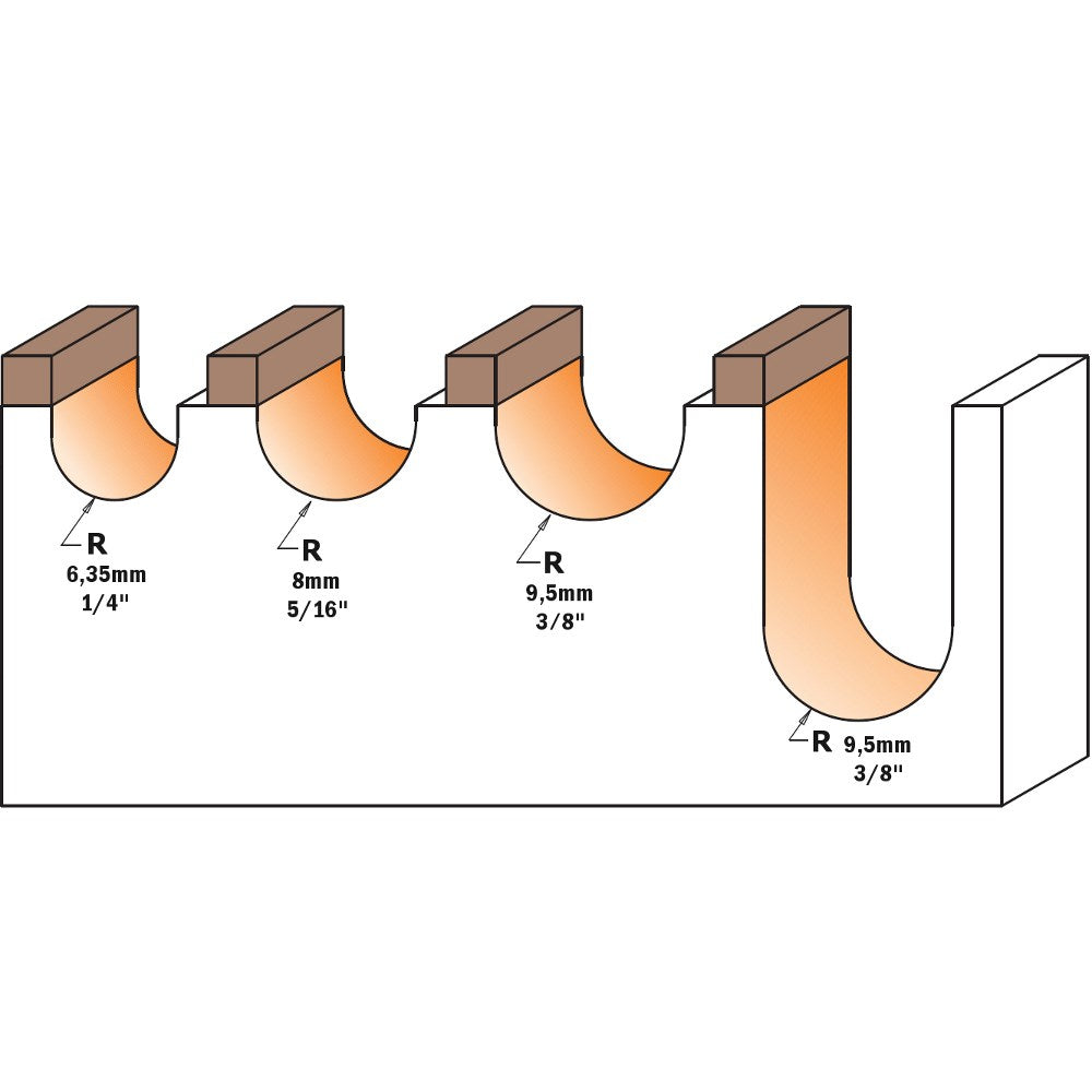 CMT Round Nose Bit w.bearing - 3/4 diameter 11mm 1/4" Shank
