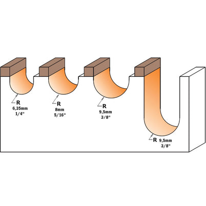 CMT Round Nose Bit w.bearing - 3/4 diameter 32mm 1/2" Shank
