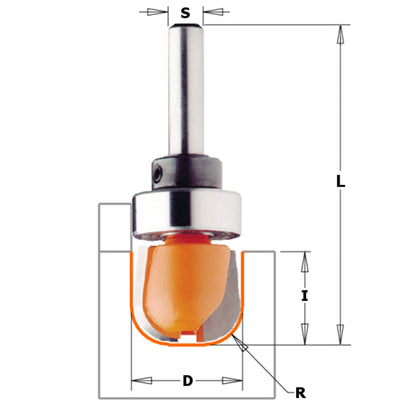 CMT Bowl-Tray Bit with Bearing - 19mm Diameter 1/4" Shank