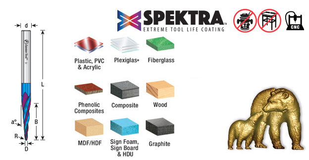 Amana 46280-K Spektra Solid Carbide Tapered 3D Spiral Bit, 6.2° Angle