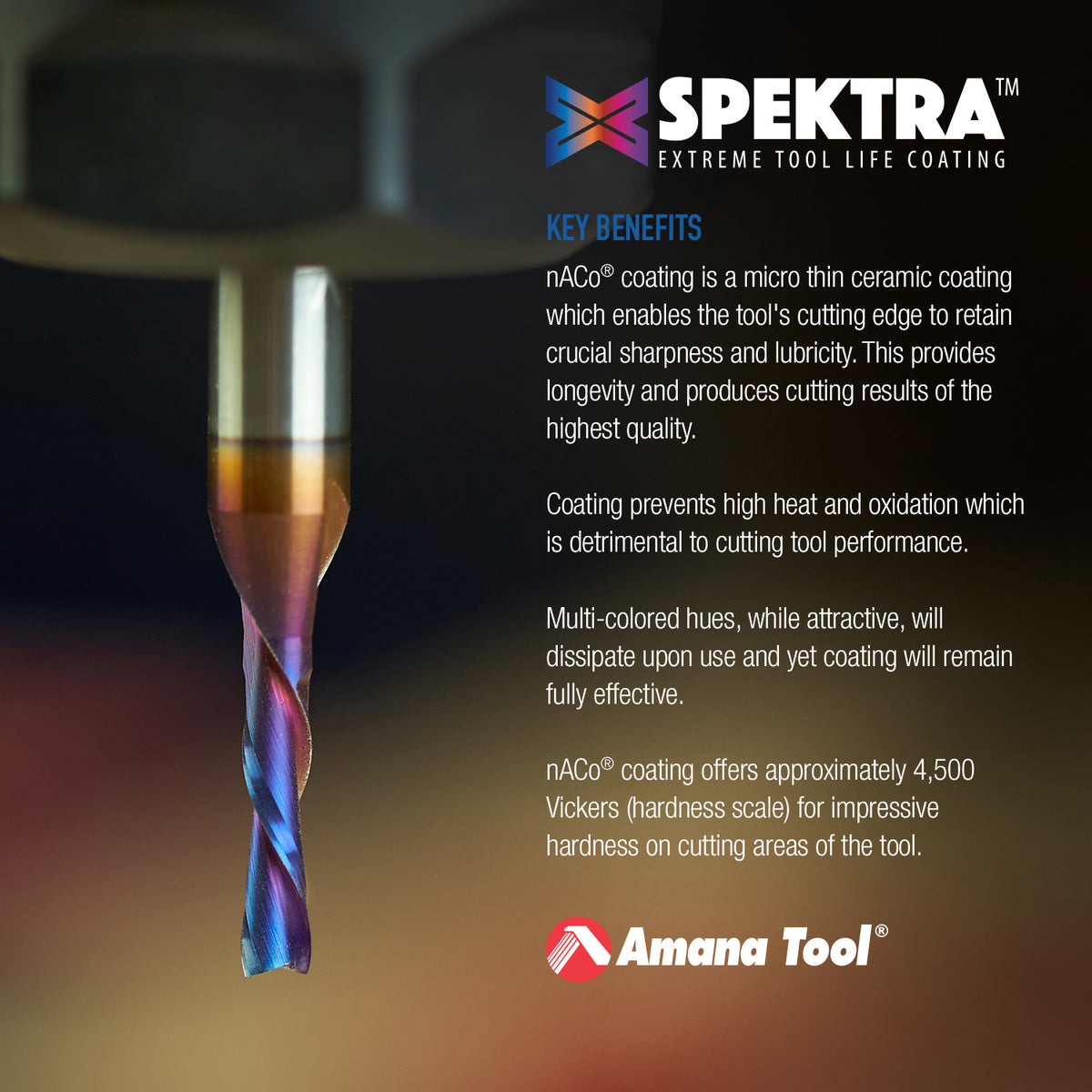 Amana 45264-K Spektra Solid Carbide Carbon Fiber Graphite Spiral Bit, 1/4" Diameter