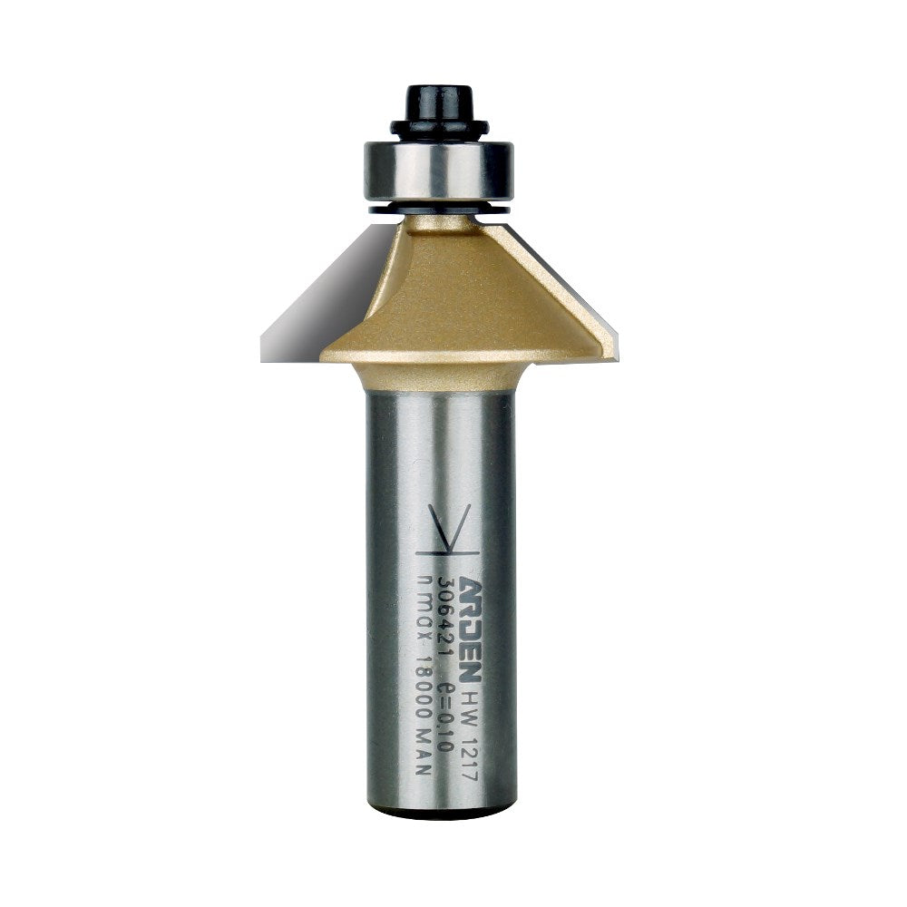 Arden Chamfer Bit with Bearing - 30mm Diameter 45° Angle 1/2" Shank