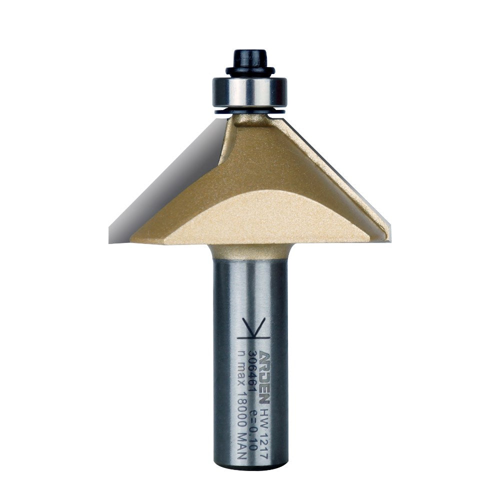 Arden Chamfer Bit with Bearing - 47.6mm Diameter 45° Angle 1/2" Shank