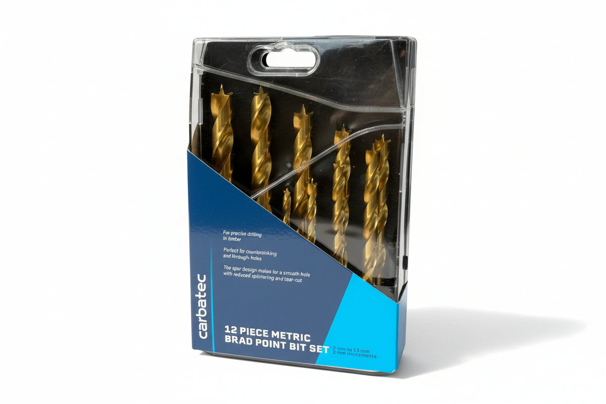 Carbatec 12 Piece Brad Point Bit Set - Metric