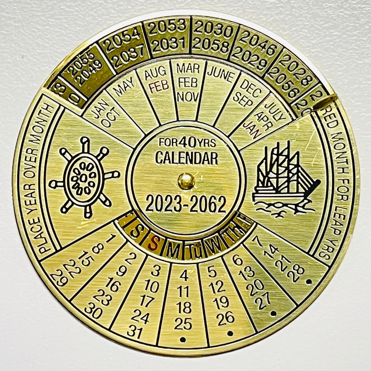 Carbatec 40 Year Brass Calendar
