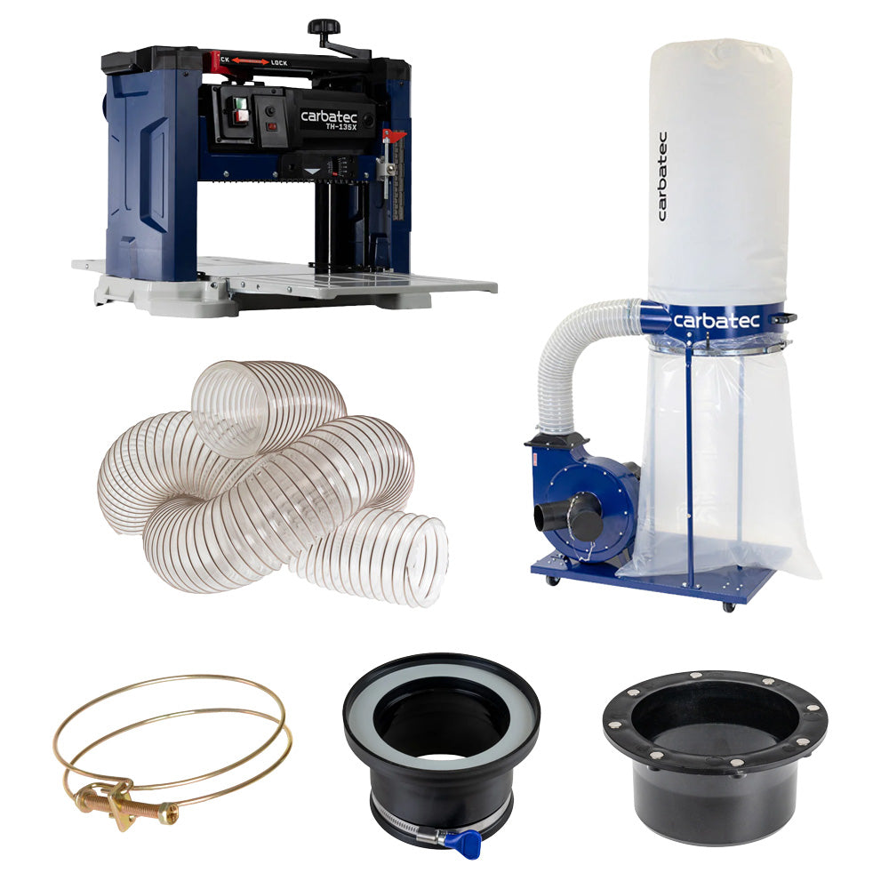 Carbatec 330mm Helical Head Benchtop Thicknesser & Dust Collection Bundle