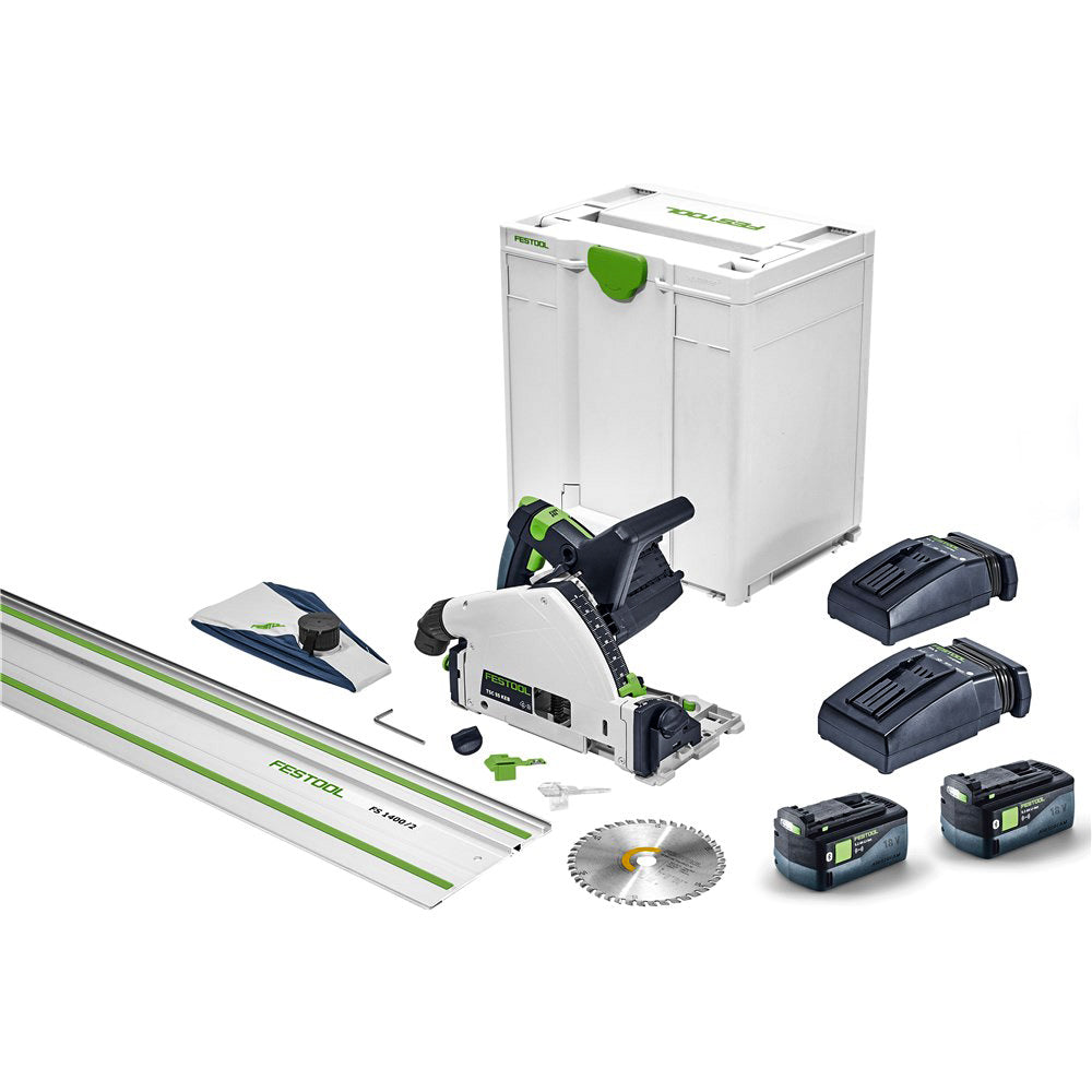 Festool TSC 55K 18V 160mm Cordless Plunge Saw 5.2Ah XL Set in Systainer with 1400mm Rail