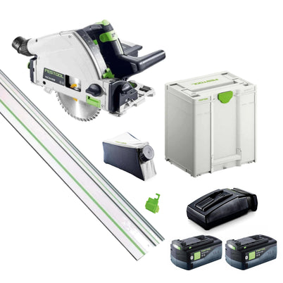 Festool TSC 55K 18V 160mm Cordless Plunge Saw 5.2Ah XL Set in Systainer with 1400mm Rail