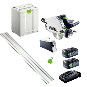 TSC 55K 18V 160mm Cordless Plunge Saw 5.2Ah XL Set in Systainer with 1400mm Rail
