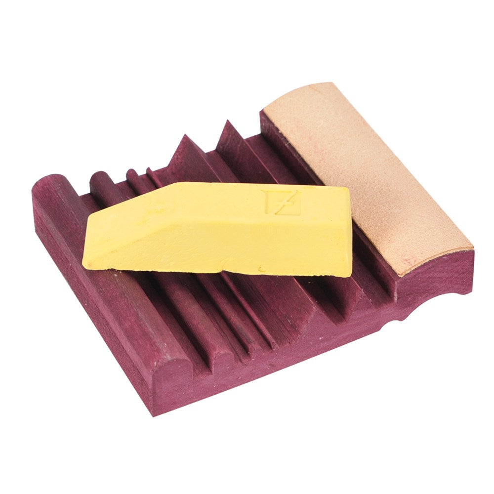 Flexcut Slipstrop Kit with leather strops and Flexcut Gold compound for sharpening carving gouges and V-tools.