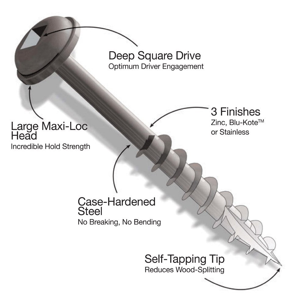 Kreg Pocket Hole Screws - 25mm Coarse/Pan Head - Zinc - 1200 pack