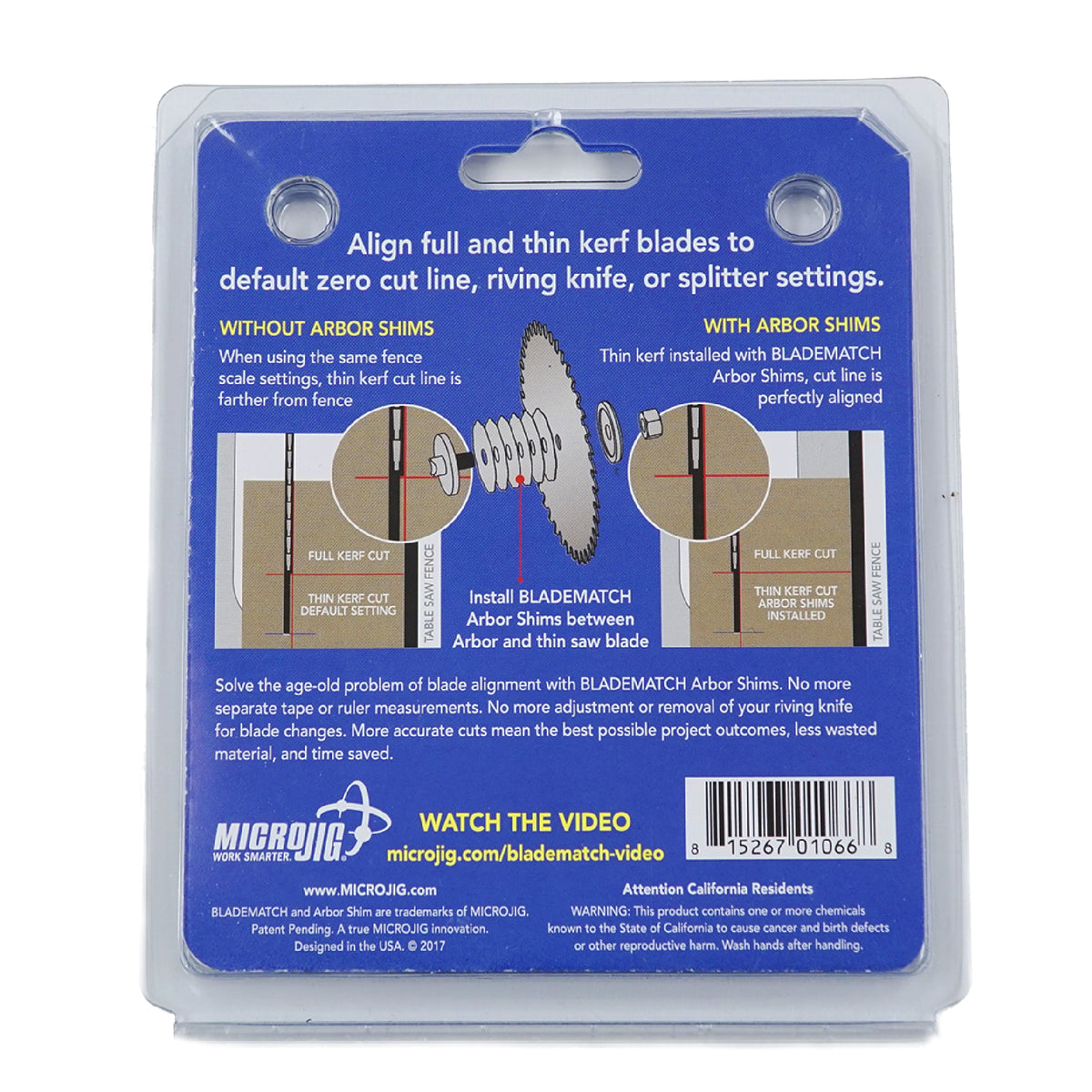 Microjig Bladematch arbor shims (6-pack)
