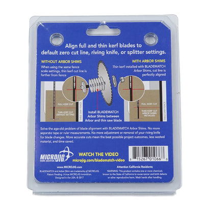 Microjig Bladematch arbor shims (6-pack)