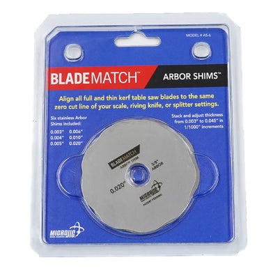 Microjig Bladematch arbor shims (6-pack)
