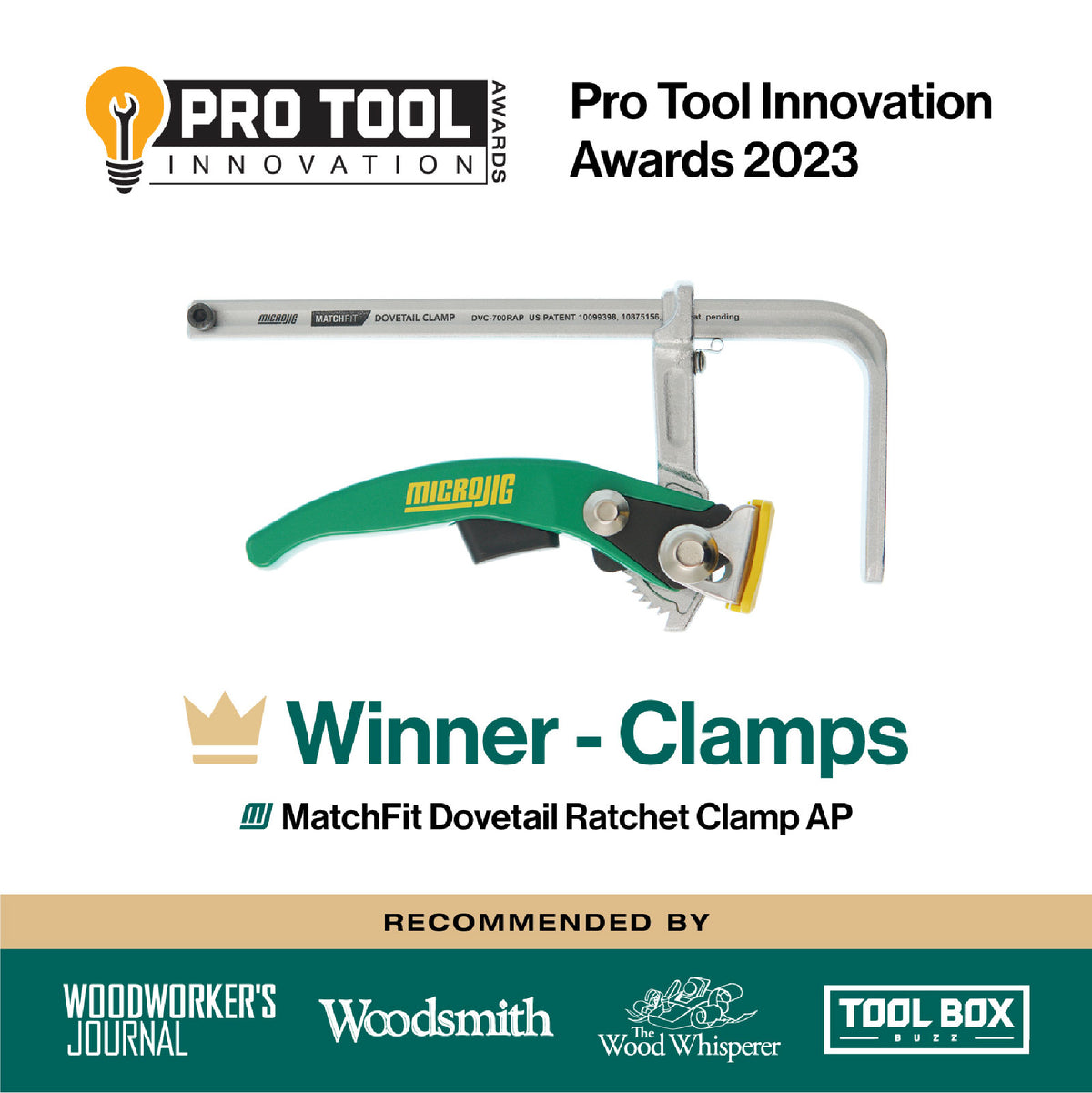 Microjig Matchfit dovetail ratchet clamp
