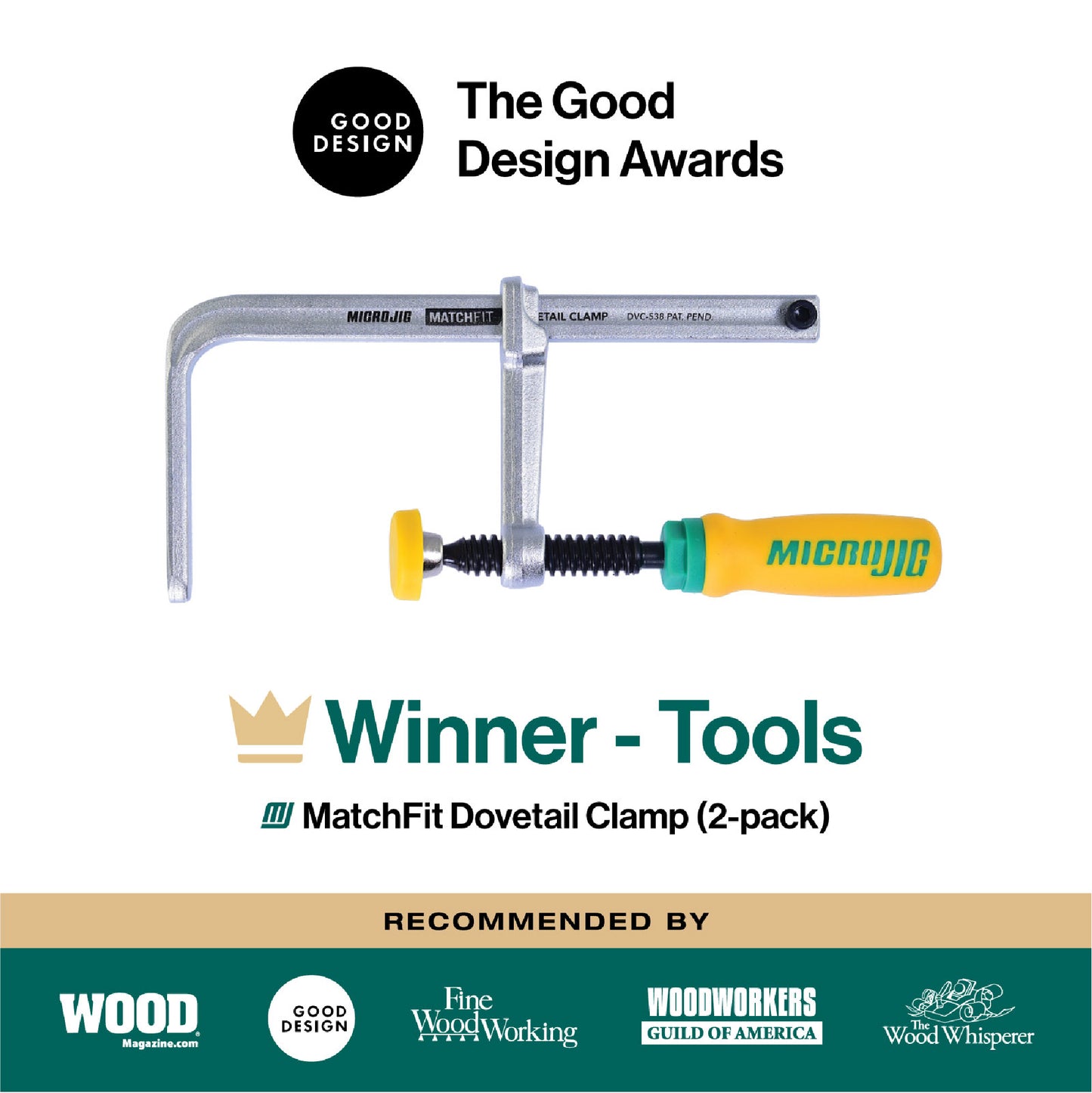 Microjig Matchfit dovetail clamp - 2 Pack