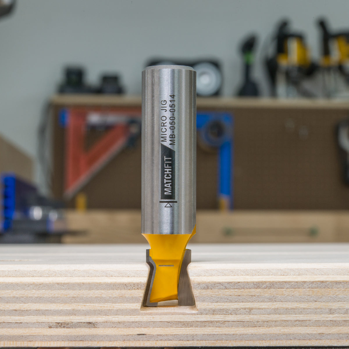 Microjig Matchfit dovetail router bit 1/2in shank 1/2in cut 14 degree with round