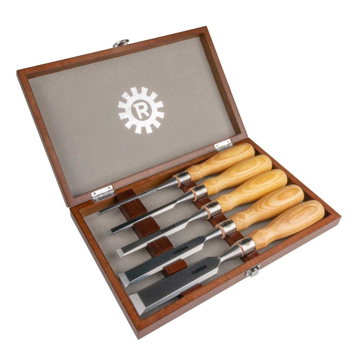 Narex Premium Richter Cryogenic 5pc Bevel Edge Chisel Set in Wooden Case