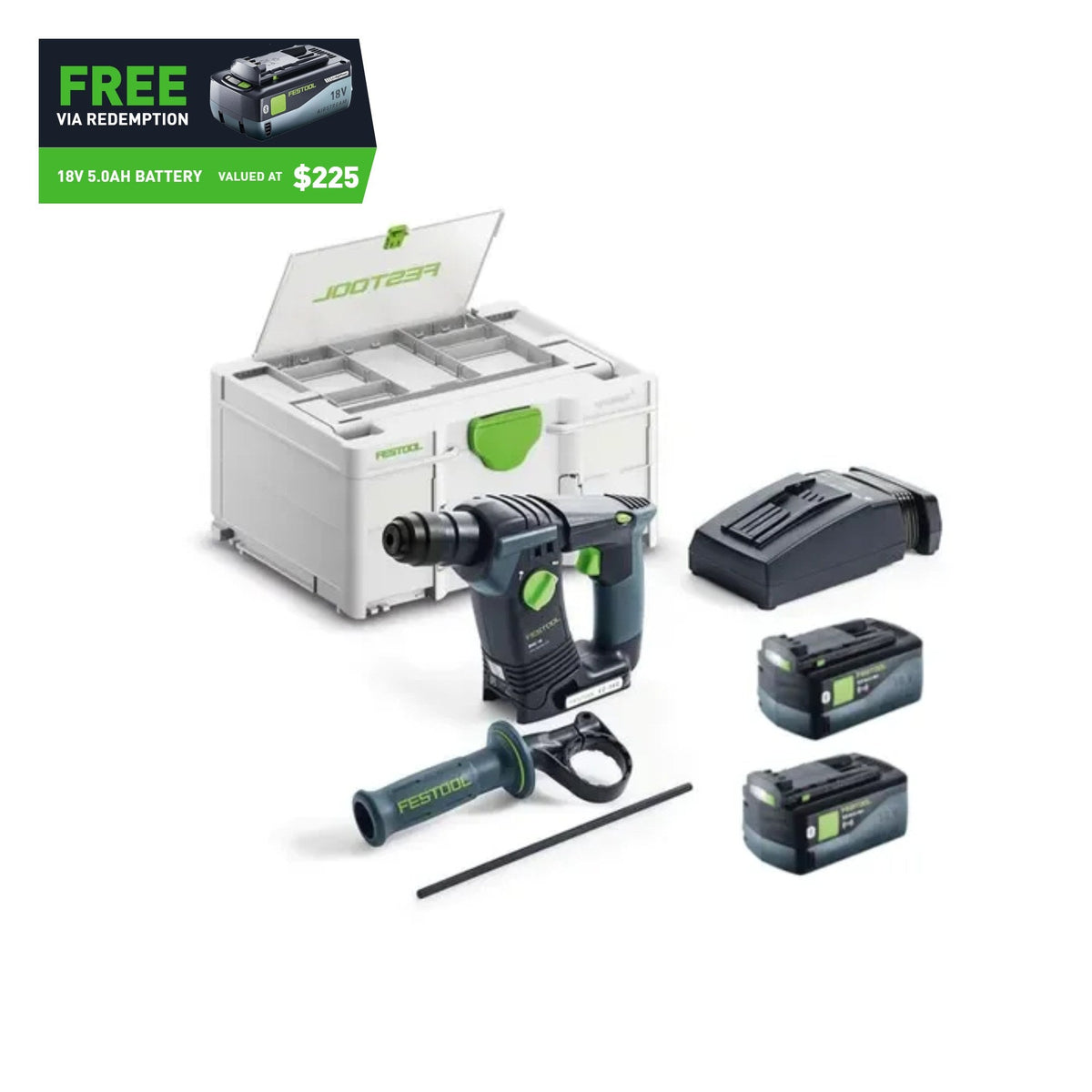Festool BHC 18V Cordless Rotary Hammer 5.0Ah Bluetooth Set in Systainer