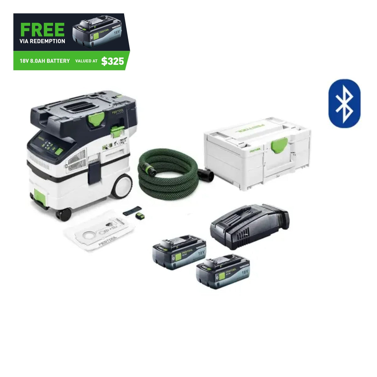 Festool CTMC MIDI 15l M Class Cordless Dust Extractor 8.0Ah Energy Set