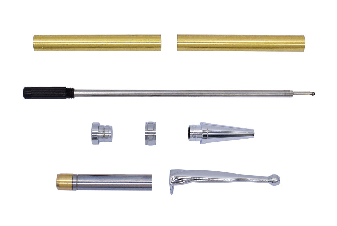 Carbatec Fancy Slimline Pen Kits Chrome Finish - 5 Pack