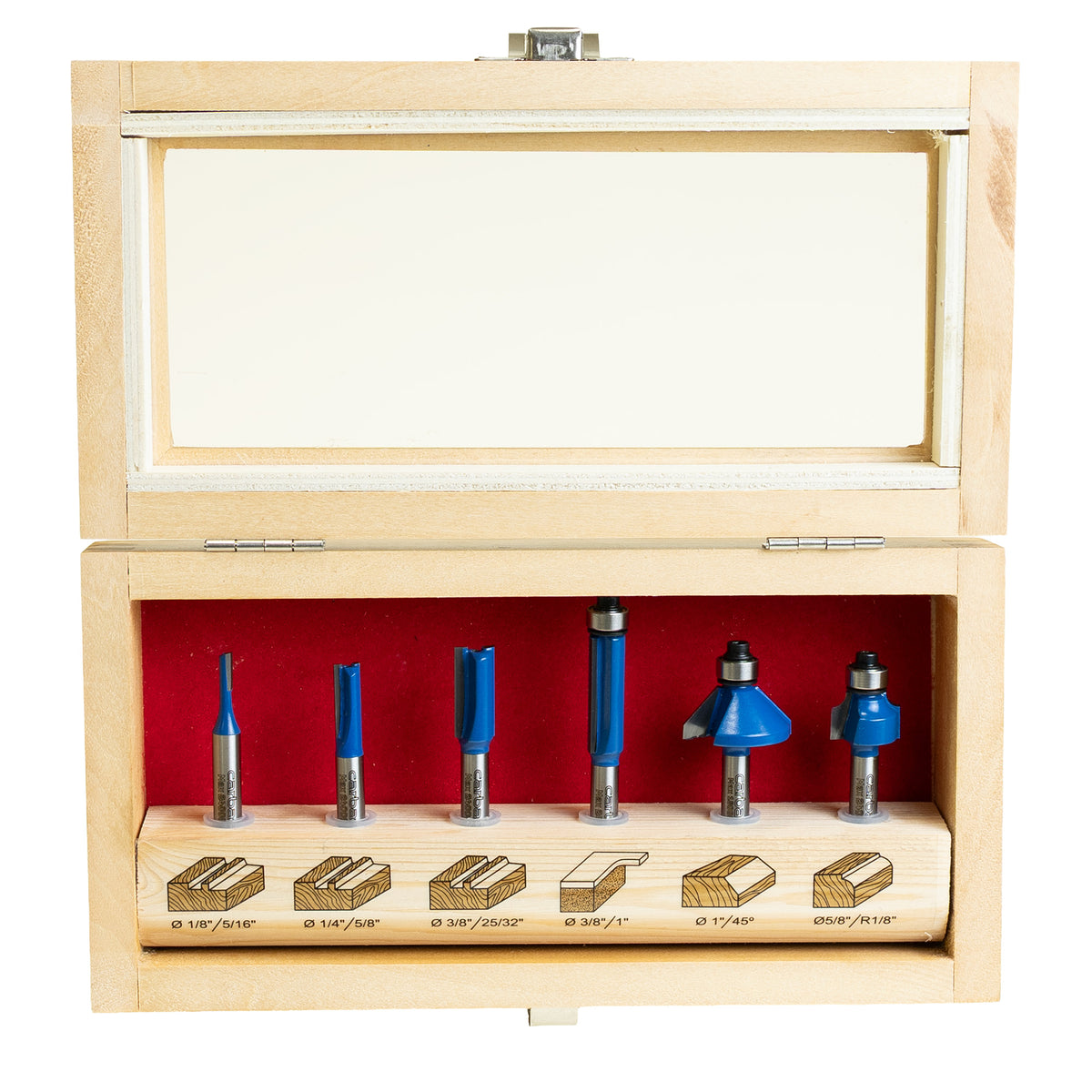 Carbatec 6 Piece Router Bit Set with 1/4" Shanks