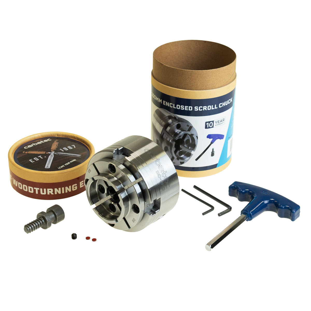 Carbatec Professional 100mm Four Jaw Enclosed Gear Scroll Chuck