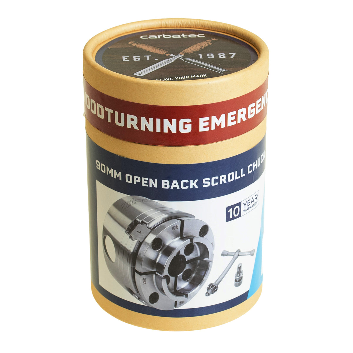 Carbatec 90mm Four Jaw Open Back Scroll Chuck