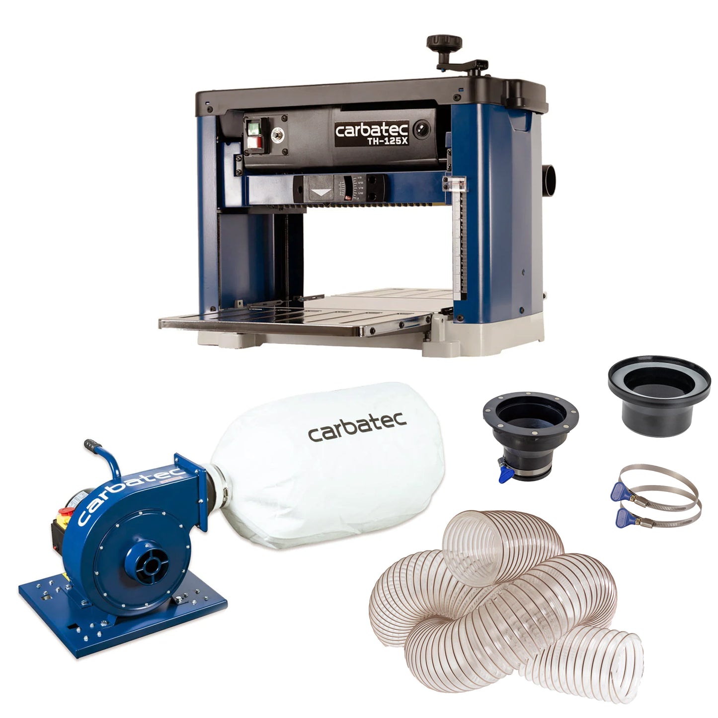 Carbatec 317mm Spiral Head Benchtop Thicknesser & Dust Collection Bundle