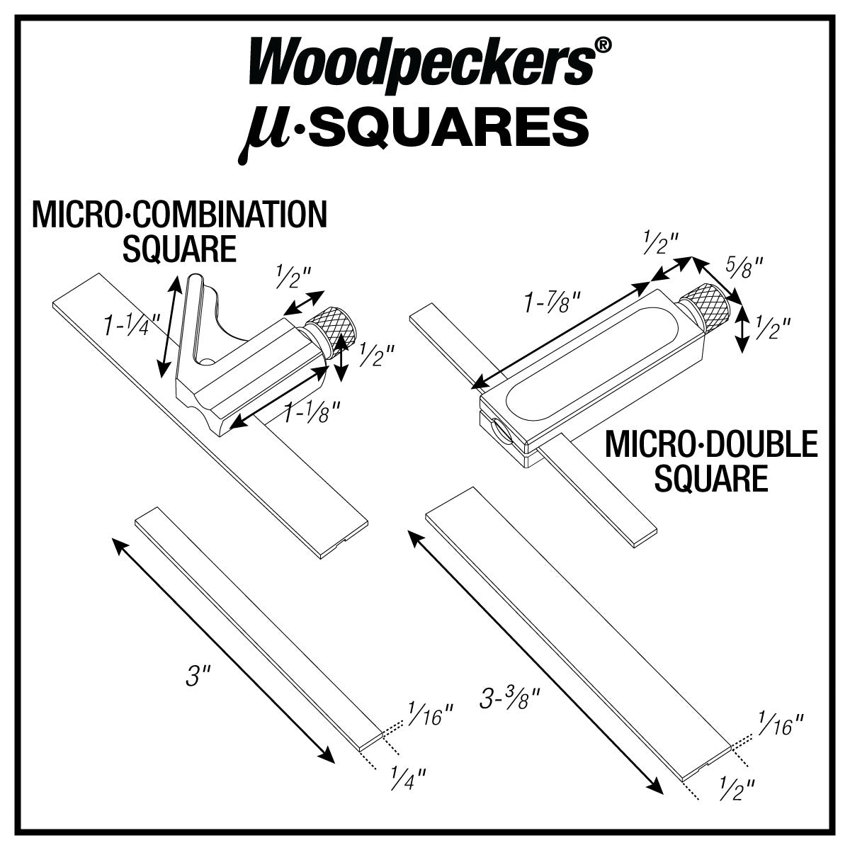 Woodpeckers Micro Joinery Square with Rack-It